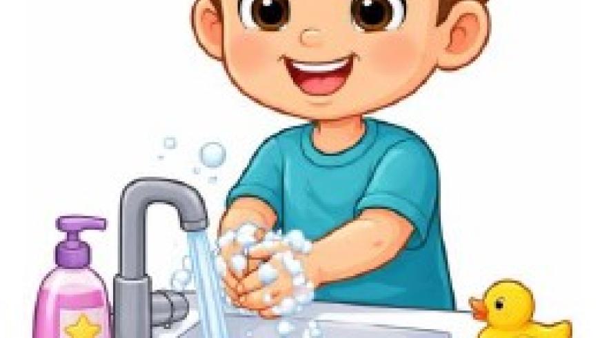 bimbo che si lava le mani